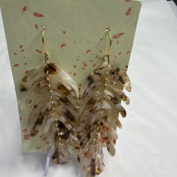 Handmade  Brown Feather Drop Earrings - Picture 4 of 6